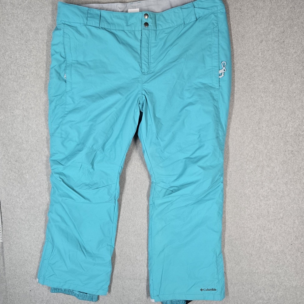 Columbia Women Pants 2X Turquoise Bugaboo Nylon Embroidered Snow 29" Inseam